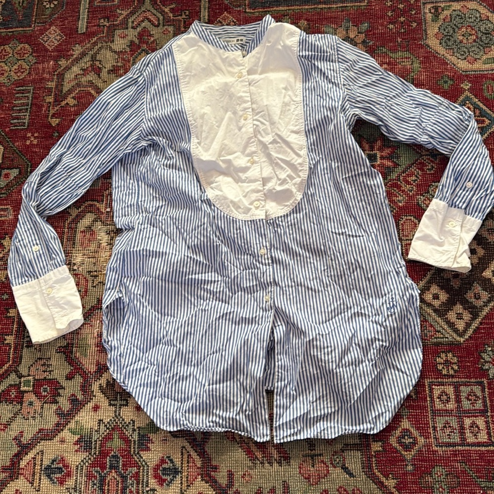 JW Anderson by Uniqlo Blue striped tuxedo shirt